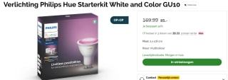 Philips Hue Starterkit - wit en gekleurd licht - 3 pack - GU10 voor €85 bij Beterbed