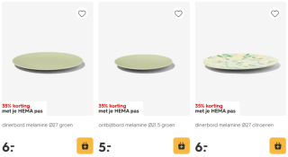 35% korting op melamine servies met je Hema pas