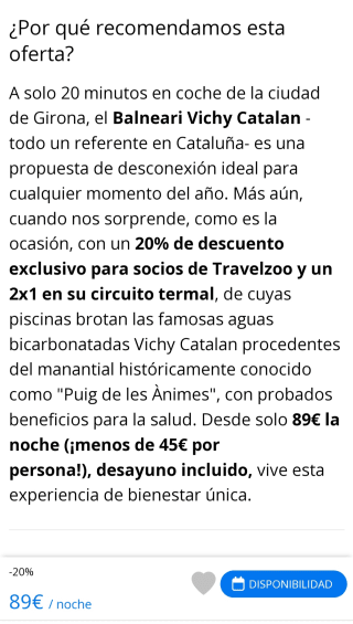 Estancia en Balneario Vichy catalán desde 89€ para dos (socios travelzoo)