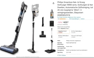 Philips AquaTrio 9000 serie XW9383/01 - Steelstofzuiger & dweil voor €400 bij Amazon