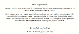 Gratis sample Alien Hypersense Eau de Parfum