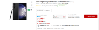 Samsung Galaxy S23 Ultra 512 Go Noir fantôme à 979,99€