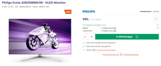 Philips Evnia 42"OLED monitor voor €999 bij Azerty