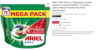 72 Capsulas de ARIEL PODS Todo en 1 Detergente Lavadora Liquido en Capsulas/Pastillas, Jabon Limpieza Profunda, Mas Poder Quitamanchas por 15.75€