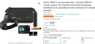 GoPro HERO 12 Black - Actioncam - Accessoire bundel voor €349 bij Amazon