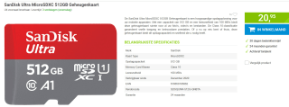 SanDisk Ultra microSDXC UHS-I 512GB voor €20,95 bij Megekko