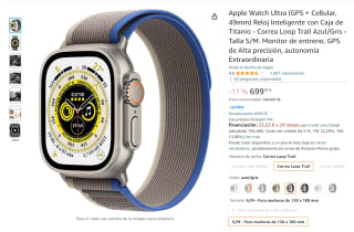 Apple Watch Ultra (GPS + Cellular, 49mm) por 699,97€