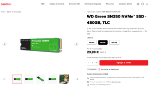 WD Green SN350 NVMe SSD 480GB por solo 23,99€