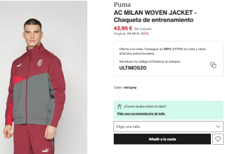 Chaqueta de Entrenamiento de Hombre Puma AC MILAN WOVEN JACKET por 34.36€