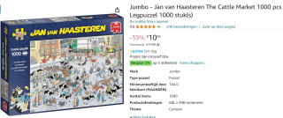 legpuzzel Jan van Haasteren The Cattle Market 1000 stukjes voor €10,95 bij Amazon