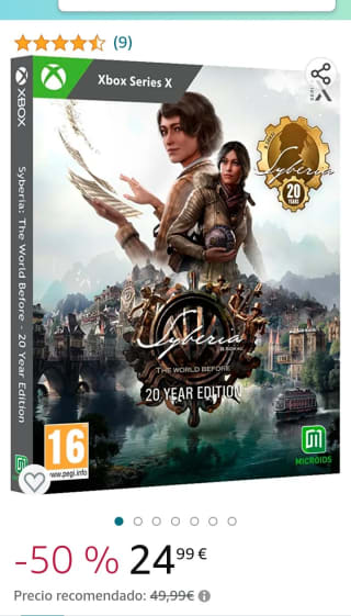 Syberia The World Before 20 Year Edition Xbox Series X por 24,99€.