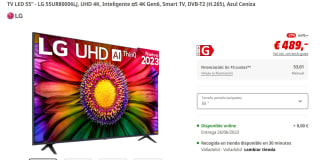 Smart TV LED 55" -marca LG modelo 55UR80006LJ, UHD 4K, por 489€