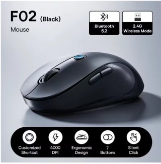 Baseus F02 ratón inalámbrico Bluetooth 5,2 con 4000DPI ergonómico 7 botones silenciosos por 11,81€