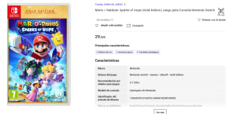 Videojuego Mario + Rabbids: Sparks of Hope (Gold Edition) Nintendo por 29,52€