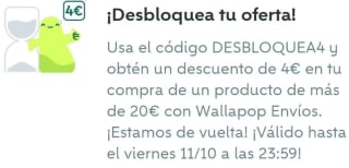 4€ descuento en tus compras superiores a 20€ en Wallapop