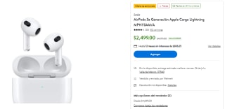 AirPods 3ra Gen Carga Lightning por $2,299 en Walmart con cupón