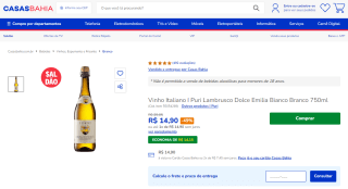 Vinho Branco Italiano Puri Lambrusco de 750ml - R$ 14,90