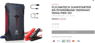 Flylinktech Jumpstarter en Powerbank 13200mAh 1500A piek 12V voor €29,95 bij Dealfixers