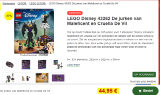 Lego De jurken van Maleficent en Cruella De Vil (43262) voor €44,95 bij Proshop