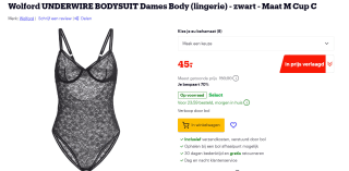 Wolford UNDERWIRE BODYSUIT Dames Body voor €45 bij Bol