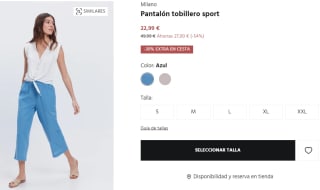 Pantalón tobillero sport para Mujer Milano por 16.09€