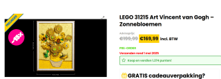 LEGO Vincent van Gogh – Zonnebloemen voor €169,99 bij Uniekebricks