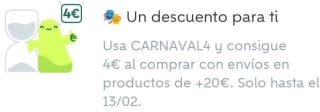 Nuevo cupón 4€ descuento en tus compras en Wallapop