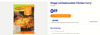 MAGGI Noodles Curry 185g voor €0,69 bij de Action