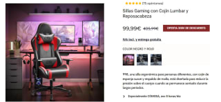 Kerdom 998 Silla Gaming con Cojín Lumbar y Reposacabeza por 99,99€