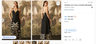 Vestido con Lino y Cordón Bordado por $29.990