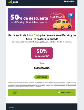 Código 50% Descuento en parking oficial de aeropuertos AENA