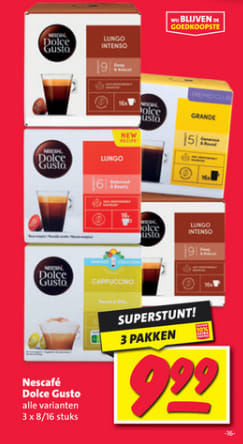 Dolce gusto koffiecapsules 3 stuks 8-16 cups voor €9,99 bij Nettorama
