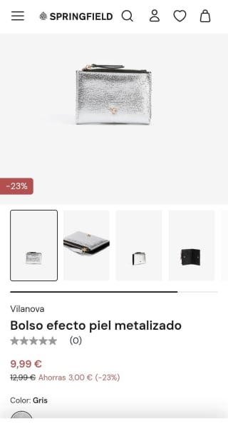 Bolso efecto piel metalizado por 9,99€.