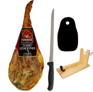 Jamón Reserva Cuatro Estaciones 7,2 - 8,2 kg +Jamonero y Cuchillo por 69€