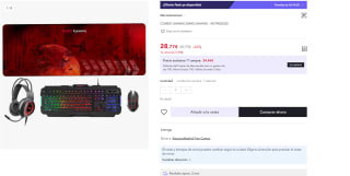 Combo Gaming Teclado y Ratón +Alfombrilla XXL+ Cascos por 18,70€