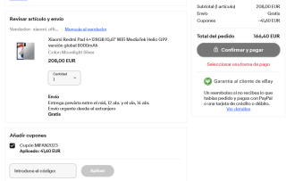 Tableta Xiaomi Redmi Pad 4GB 128GB Global versión por 166,40€