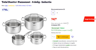 Tefal Duetto + Pannenset 4-delig voor €79,20 bij Bol