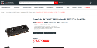 PowerColor RX 7800 XT AMD Radeon RX 7800 XT 16 Go GDDR6