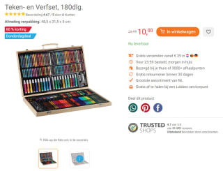 Teken- en Verfset, 180dlg. voor €10 bij Lobbes