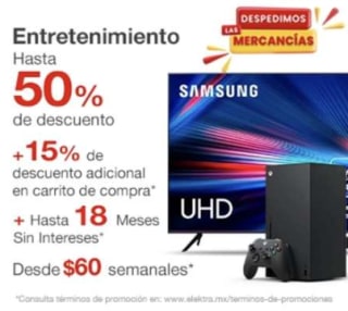 15% de rebaja en Elektra en Electrónica y Videojuegos