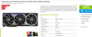 ASUS ROG Astral GeForce RTX 5090 32GB GDDR7 OC Edition met gratis game DOOM voor €3.099 bij Megekko