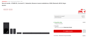 Barra de sonido Sony HT-S40R por 224€