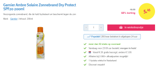 Garnier Ambre Solaire zonnebrand SPF 20 200ml voor €5,45 bij Drogist.nl