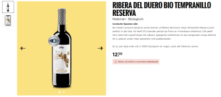 25% korting op Ribera del Duero Bio Tempranillo Reserva bij Neleman