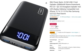 Power Bank, 22,5W USB C Snel Opladen 20000mAh voor €21,06 bij Amazon