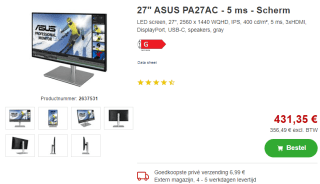 ASUS ProArt PA27AC - LED-monitor voor €431,35 bij Proshop
