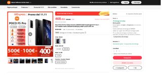 11.11 Poco F5 Pro 12GB 512GB por 400€