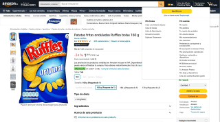 Patatas fritas onduladas Ruffles bolsa 160 g por 1,25€