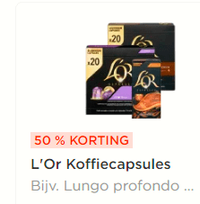 50% korting op L’Or Koffiecapsules (Nespresso) bij de Plus
