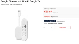 Google Chromecast 4K met Google TV voor €59,99 bij Ochama
